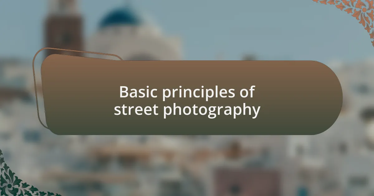 Basic principles of street photography