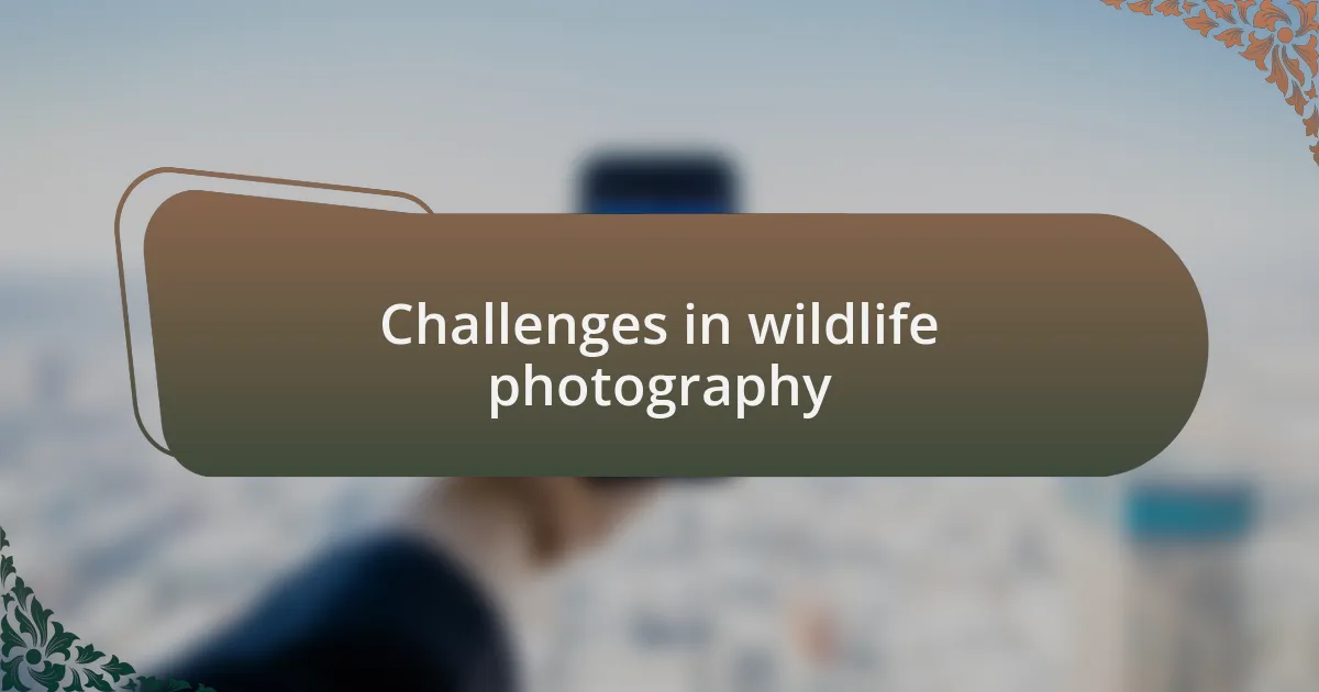 Challenges in wildlife photography