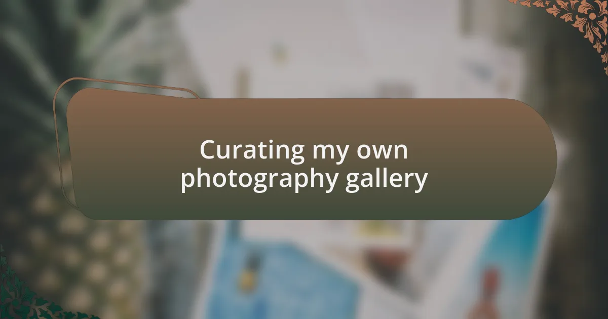 Curating my own photography gallery