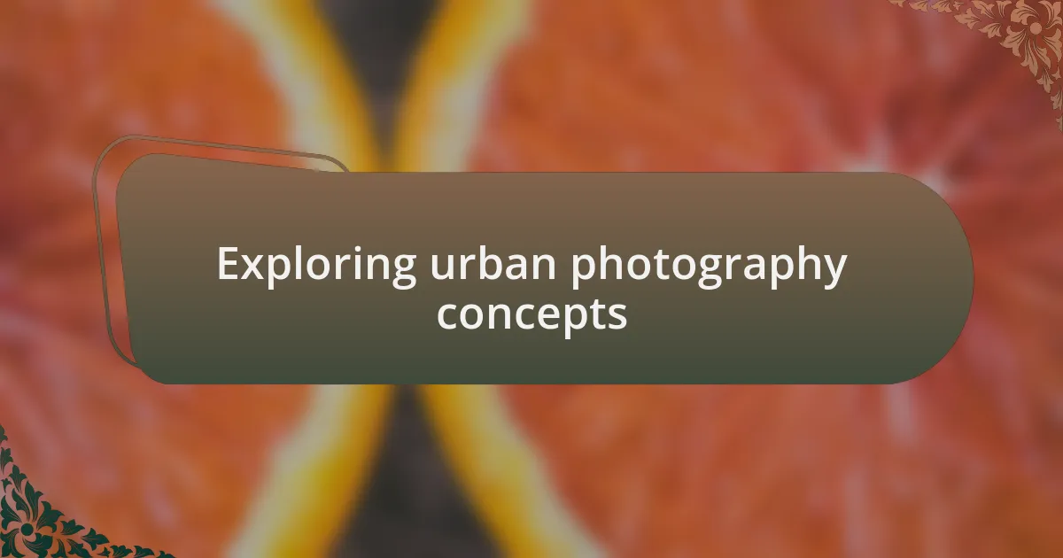 Exploring urban photography concepts