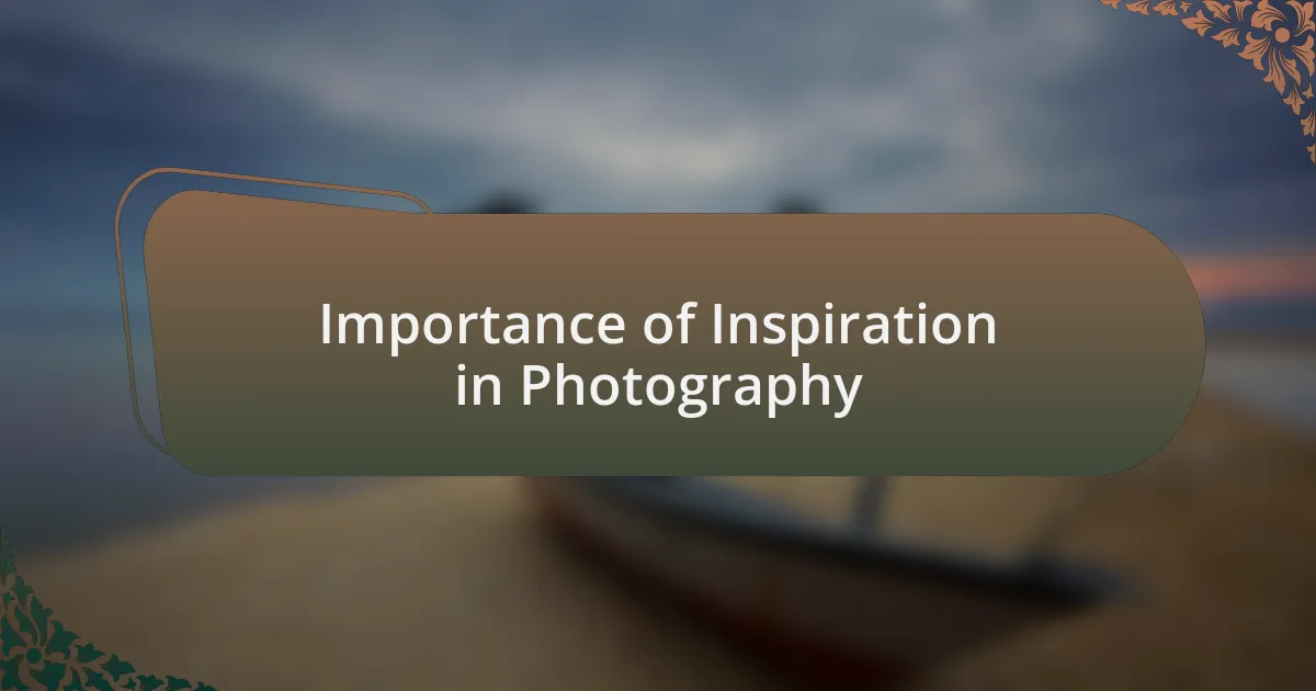 Importance of Inspiration in Photography