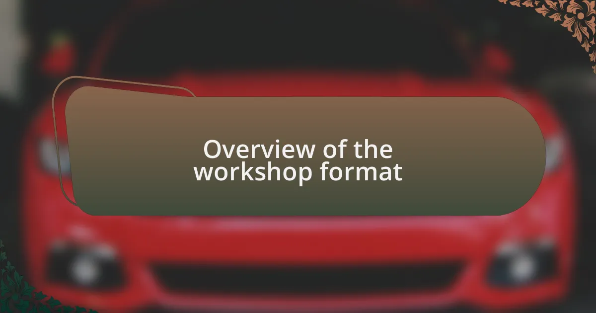 Overview of the workshop format