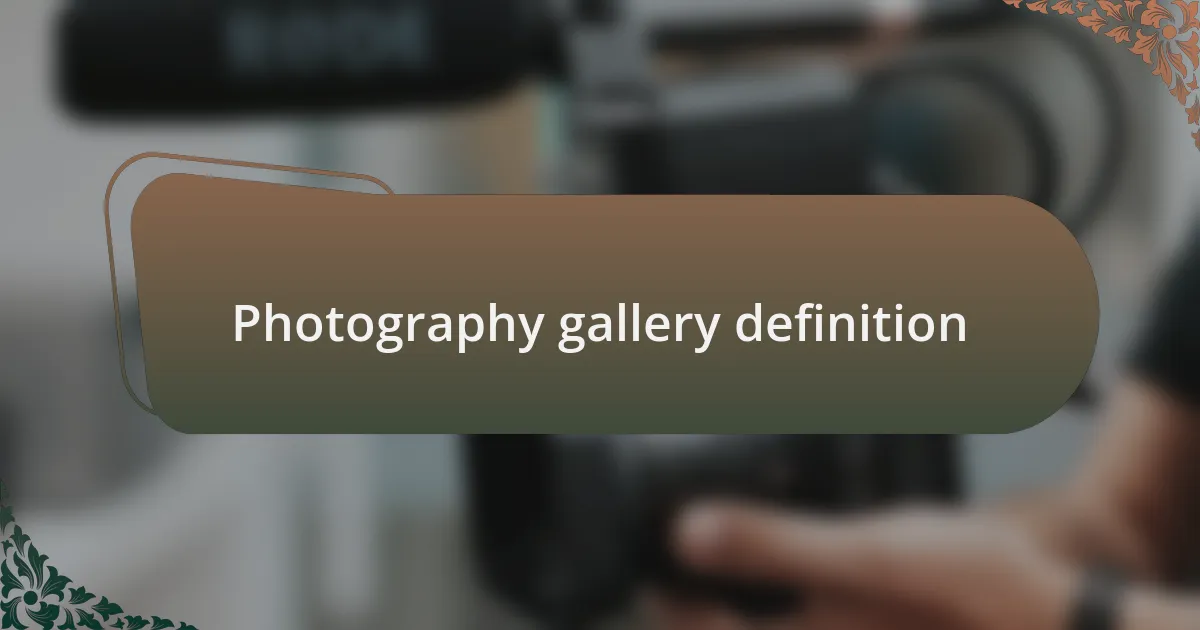 Photography gallery definition