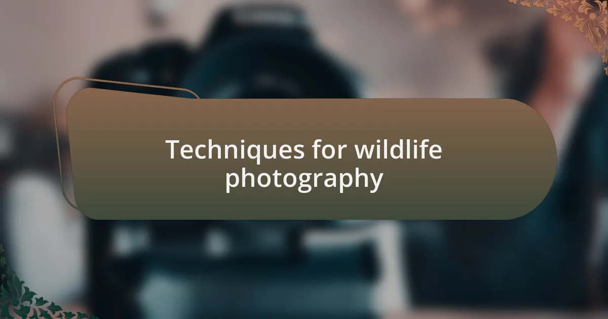 Techniques for wildlife photography